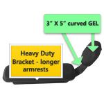Universal Elbow Stop - LONG HEAVY DUTY Bracket and 3" x 5" Curved Dimensional GEL Pad - PAIR  UESHDL35