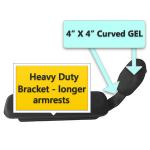Universal Elbow Stop - LONG HEAVY DUTY Bracket and 4" x 4" Curved Dimensional GEL Pad - PAIR  UESHDL44