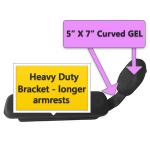 Universal Elbow Stop - LONG HEAVY DUTY Bracket and 5" x 7" Curved Dimensional GEL Pad - PAIR  UESHDL57